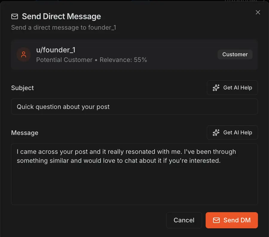 Private Message Engagement with AI